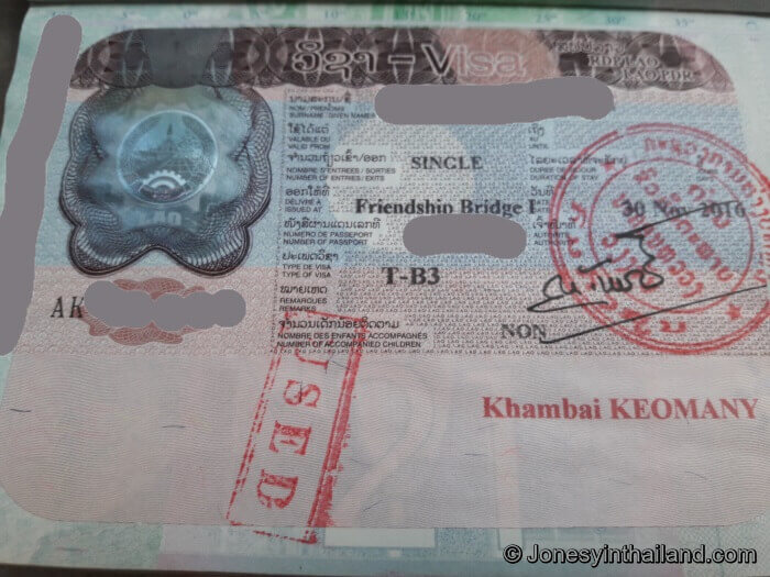 Laos Visa 30 Days In Passport