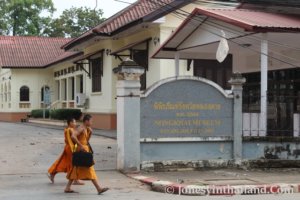 Nong Khai Museum With Novice Monks Walking Past