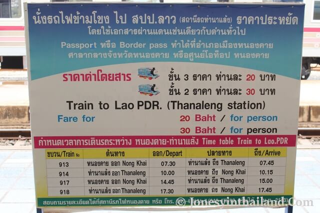 Thanaleng Train Times Sign