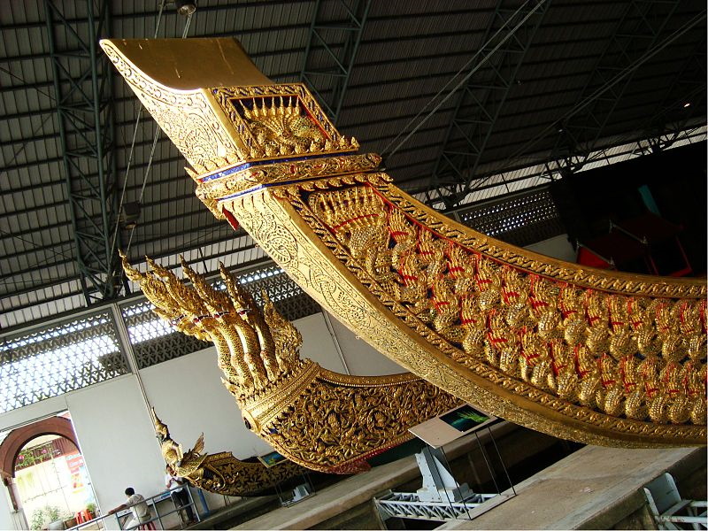 Gold Colored Barge At National Barge Museum Bangkok