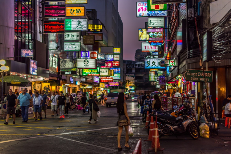 Patpong Area At Night With Neon Lights