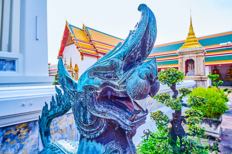 The Singhas Face At Wat Pho Temple In Bangkok