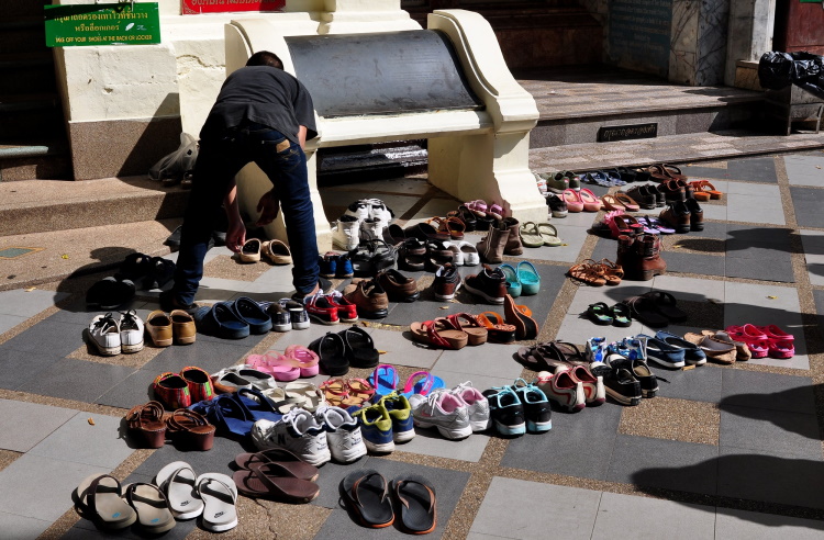 Shoes Outside A Temple In Thailand