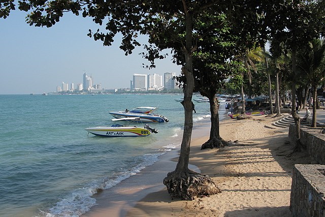 Pattaya Beach With Small Speed Boats