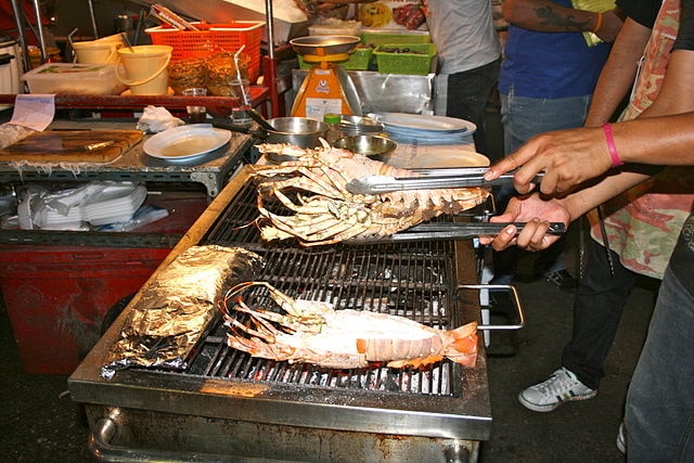Barbecue Crayfish At Jomtien Night Market In Pattaya