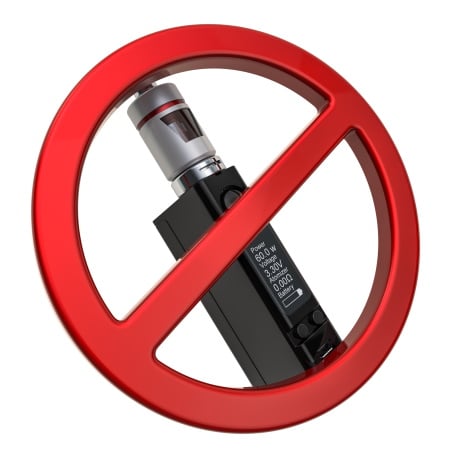 No Vaping Concept With An Electronic Cigarette And Sign Over It