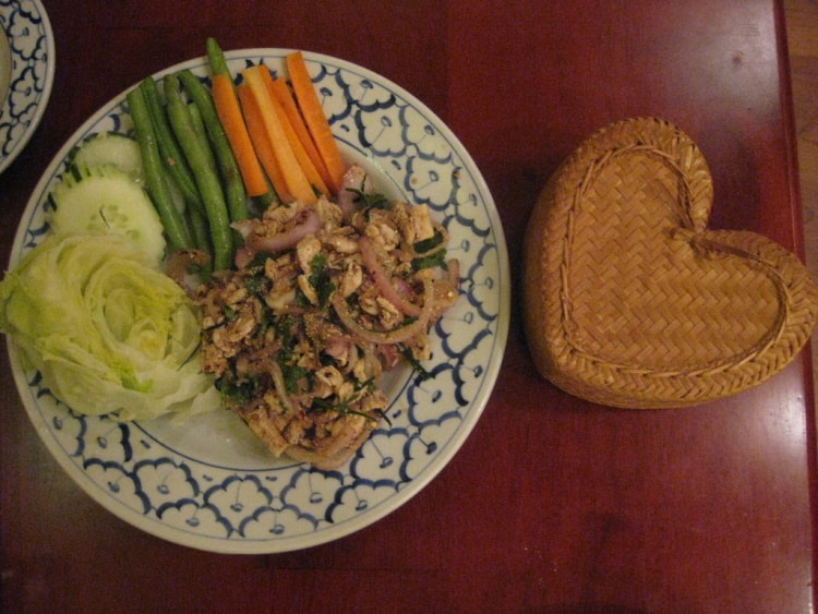 Northeast Thailand Laab Moo With Vegtable On A Plate