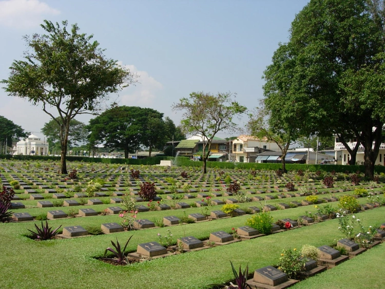 War Cemetary In Kanchanaburi On A Sunny Day And Quiet