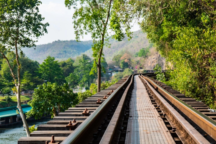 Between The Railway Lines Of The Death Railway In Kanchanaburi