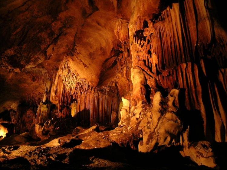 Inisde The Kaeng Lawa Cave Lit Up In Kanchanaburi