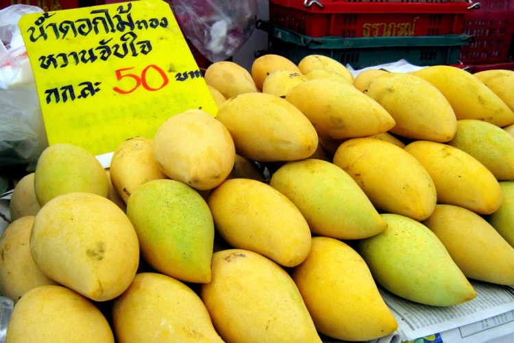 Yellow Mangoes Sold On A Thailand Market Stall