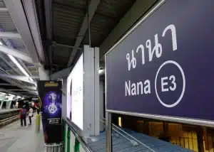 Nana Bts Sign At Skytrain Station In Bangkok