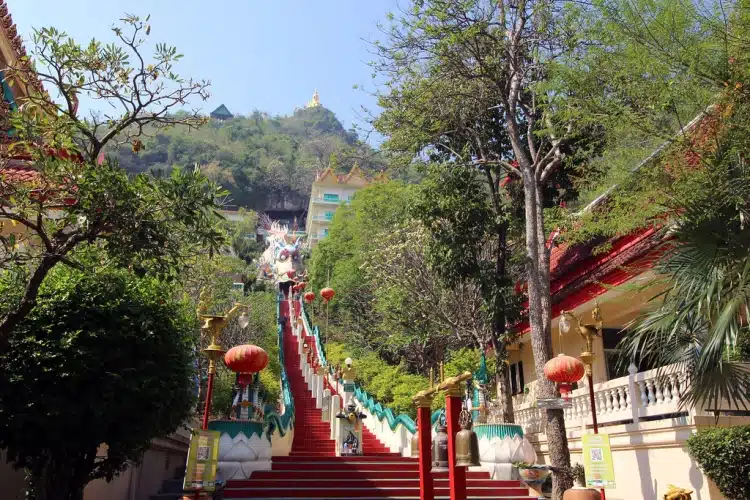 Wat Ban Tham Steps Leading To Temple Kanchanaburi In Thailand