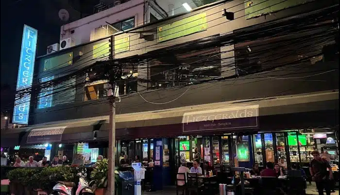 Outside Fitzgeralds Irish Pub At Night On Soi 4 In Bangkok