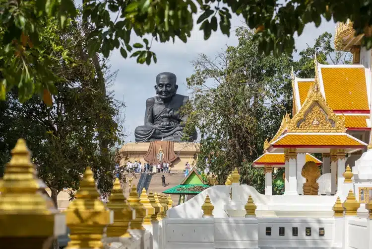 The Wat Huay Mongkol With A Monument Of The Monk Luang Pu Thuat Hua Hin In The Province Of Prachuap Khiri Khan In Thailand