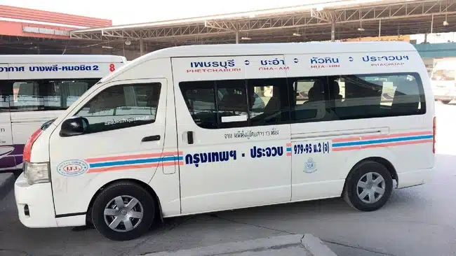 Minivan At The Station In Hua Hin Waiting For Passengers
