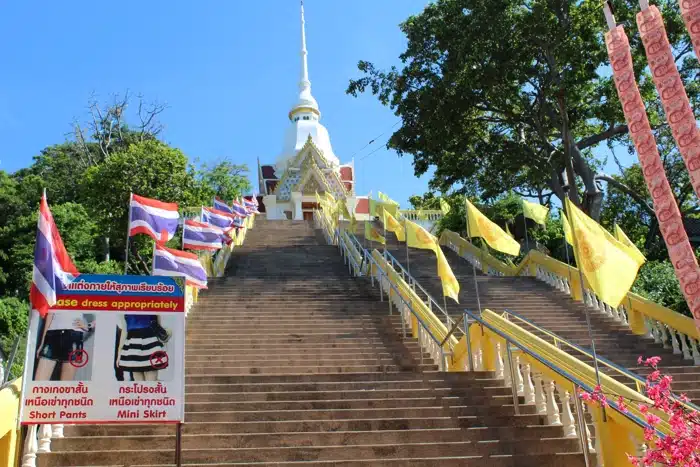 Steps Leading Up To The White Pagoda At Wat Khao Takiab In Hua Hin
