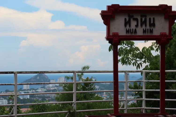 View Of Hua Hin From Khao Hin Lek Fai Viewpoint With Sign