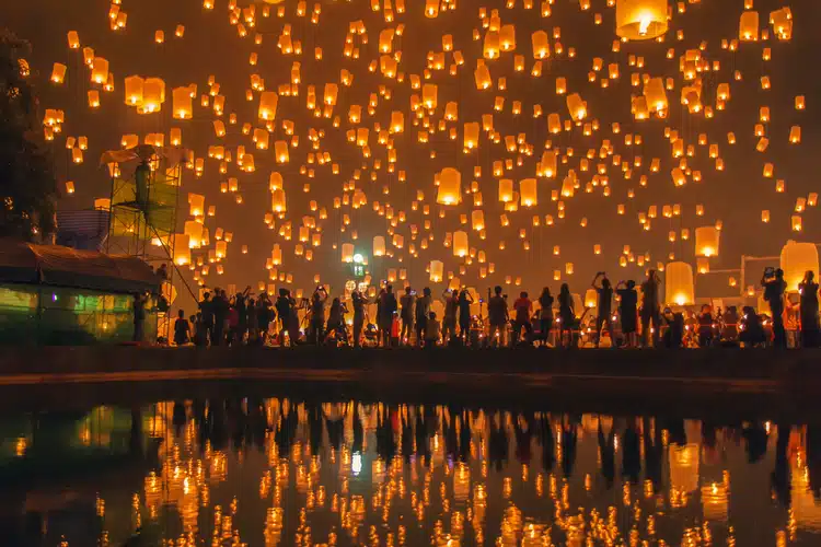 Floating Lantern At Chiang Mai Thailand For Chiang Mai Sky Lantern Festival