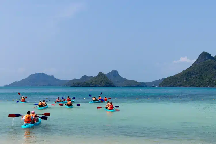 Kayaking Tour With Kayakers In The Ang Thong Marine National Park Koh Samui Thailand