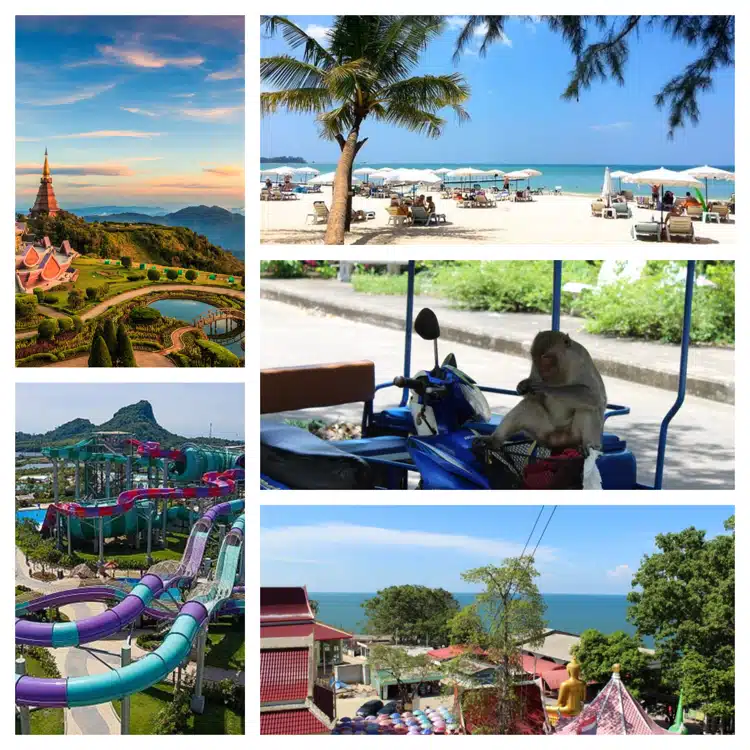 Collage Of Places Suitable For Families To Go In Thailand With Kids